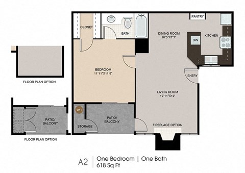 A2 | 1 BED / 1 BATH | 618 SQ FT